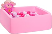 Relaxdays ballenbak met ballen - ballenbad - kinderballenbak - 200 ballenbakballen - roze
