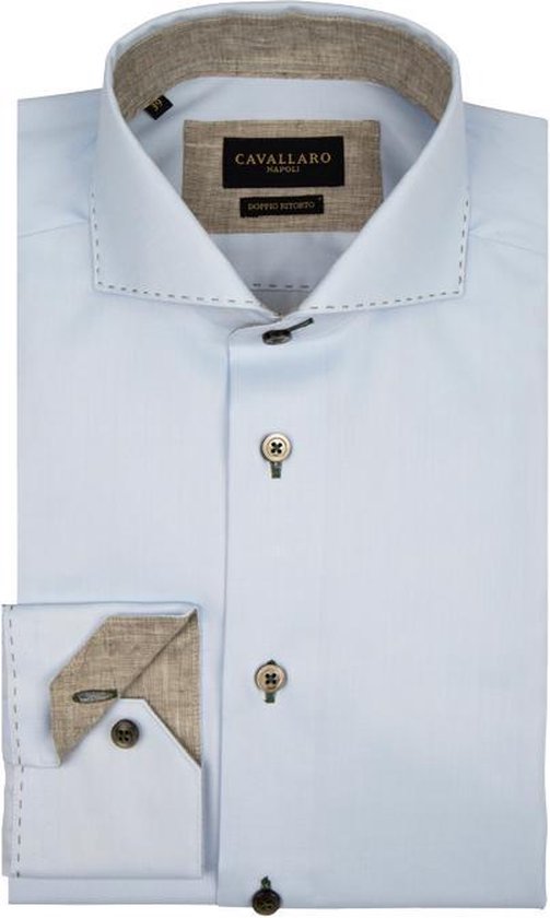 Cavallaro Napoli - Heren Overhemd - Colombo Overhemd - Lichtblauw - Maat 39  | bol.com