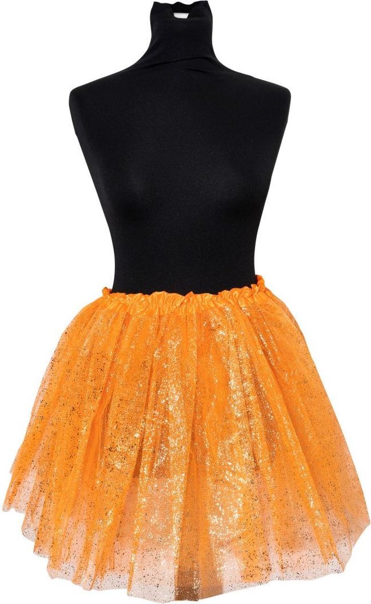 Tule rokje - vaste glitters - oranje/goud - tutu - festival - foute party - summer party - Koningsdag - Voetbal - Nederland - Nederlands elftal - EK - WK - Olympische Spelen - Toppers 2025