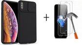 GSMNed – iPhone XR Zwart  – hoogwaardig siliconen Case Zwart – iPhone XR Zwart – hoesje voor iPhone Zwart – shockproof – camera bescherming – met screenprotector iPhone XR