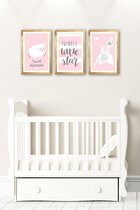 Baby Kamer Hout Poster Twinkle Little Star Rose