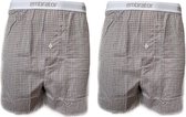 Embrator 2-stuks mannen Boxershort geruit wit/bruin XXL