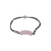 Silventi 910481803 Zilveren Armband - Rekarmband - Dames - Zwart - Rose goudkleurig - Rechthoek - Pave - Zirkonia - 17 cm - Rose gold plated (Verguld / Goud op Zilver)