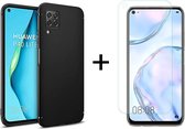 Huawei P40 Lite hoesje zwart siliconen case hoes cover hoesjes - 1x Huawei p40 lite screenprotector