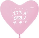 Babyshower meisje ballonnen It's a Girl welkom ballon Roze hart ballon Gender reveal ballonnen Hart 30cm - 12 stuks