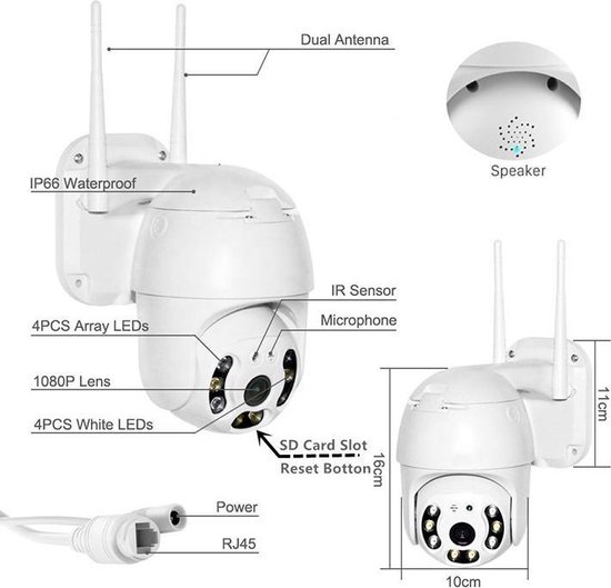 Draadloze Dome IP beveiligingscamera - Full HD 1080P - Bewegingsdetectie -  met App ICsee | bol.com