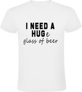 All i need is a hug glass of beer Heren t-shirt | bier | alcohol | alcoholist | grappig | cadeau | Wit
