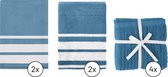 EM Kitchen Set Blauw Gestreept - 2 Theedoeken + 2 Keukendoeken + 4 Vaatdoeken