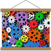Schoolplaat – Verschillende Kleuren Tandwielen - 40x30cm Foto op Textielposter (Wanddecoratie op Schoolplaat)