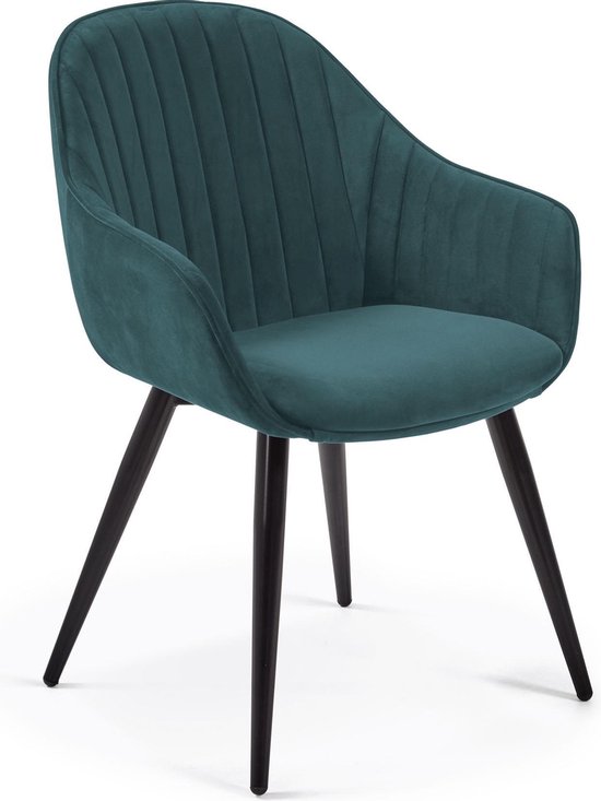 Kave Home - Chaise Herbert velours turquoise | bol.com