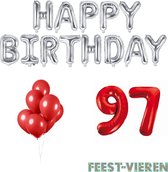 97 jaar Verjaardag Versiering Ballon Pakket Rood & Zilver