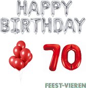 70 jaar Verjaardag Versiering Ballon Pakket Rood & Zilver