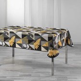 Tafelkleed Rechthoek Blad– Anti-vlek en Anti-kreuk – Zwart/Geel  150x240 cm