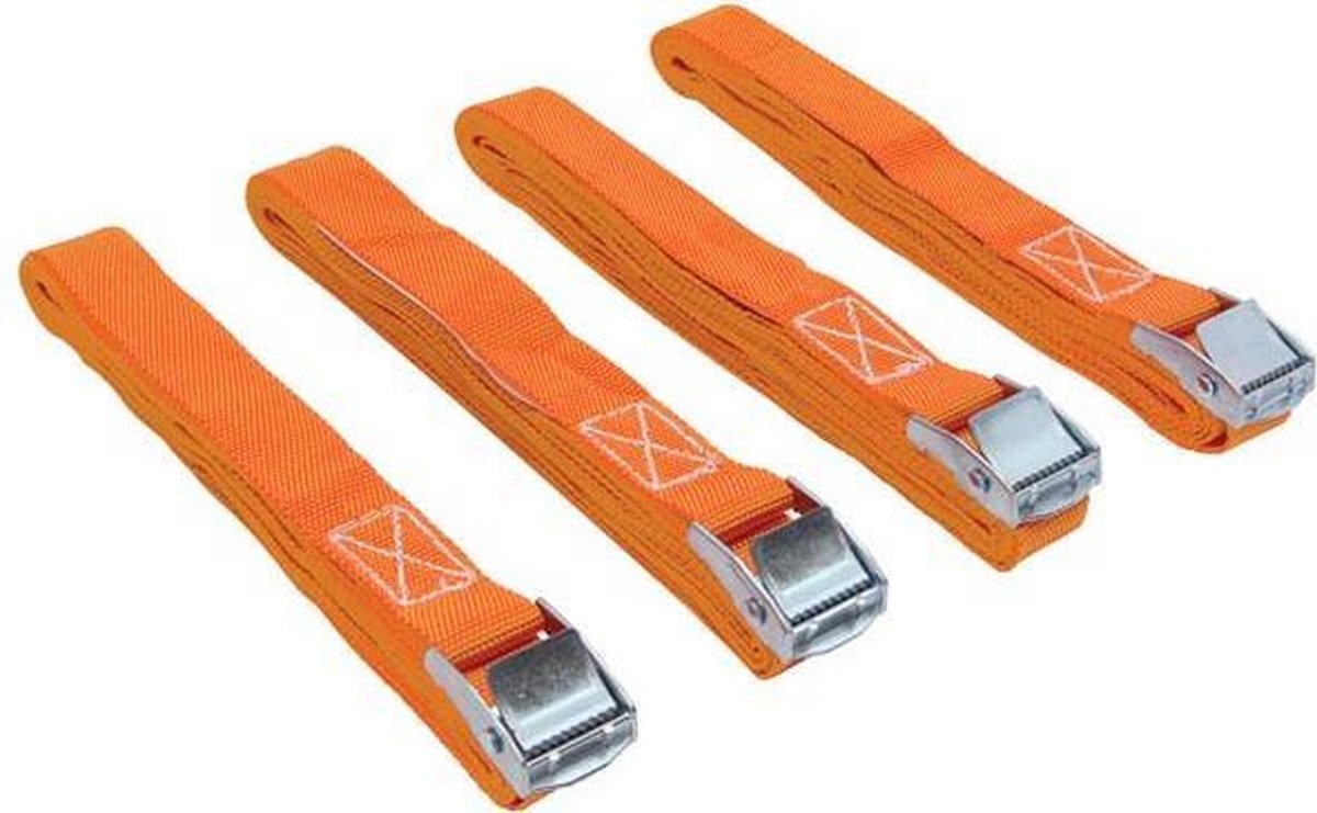Toolland Set Spanbanden, 4 Stuks, Eendelig, Oranje, Polypropyleen, 3.6 M, 400 Kg