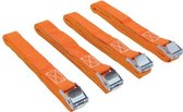 Toolland Set spanbanden, 4 stuks, eendelig, met gesp, voor het vastzetten van lichte ladingen, max. 200 kg, polyester, oranje, 3.6 m x 25 mm