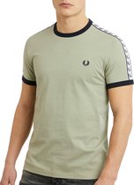 Fred Perry Fred Perry Taped Ringer T-shirt - Mannen - lichtgroen - zwart - wit