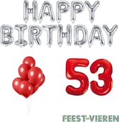 53 jaar Verjaardag Versiering Ballon Pakket Rood & Zilver