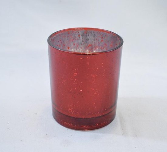 Glazen waxinelichthouder rood met zilveren binnenzijde: 10 x Ø 9 cm |  bol.com