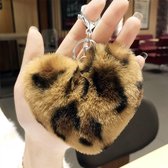 - Pluche - Sleutelhanger - Hart - Dames - Imitatie - Bont - Fakefur - Bruin - Zwart -