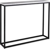 Sidetable wit marmer - zwart onderstel - 100 x 20 cm