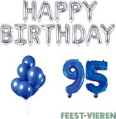 95 jaar Verjaardag Versiering Ballon Pakket Blauw & Zilver