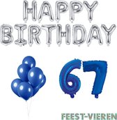 67 jaar Verjaardag Versiering Ballon Pakket Blauw & Zilver