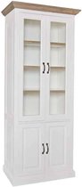 Vitrinekast 2x2-deuren 3-planken bruin/wit hout (r-000SP24635)