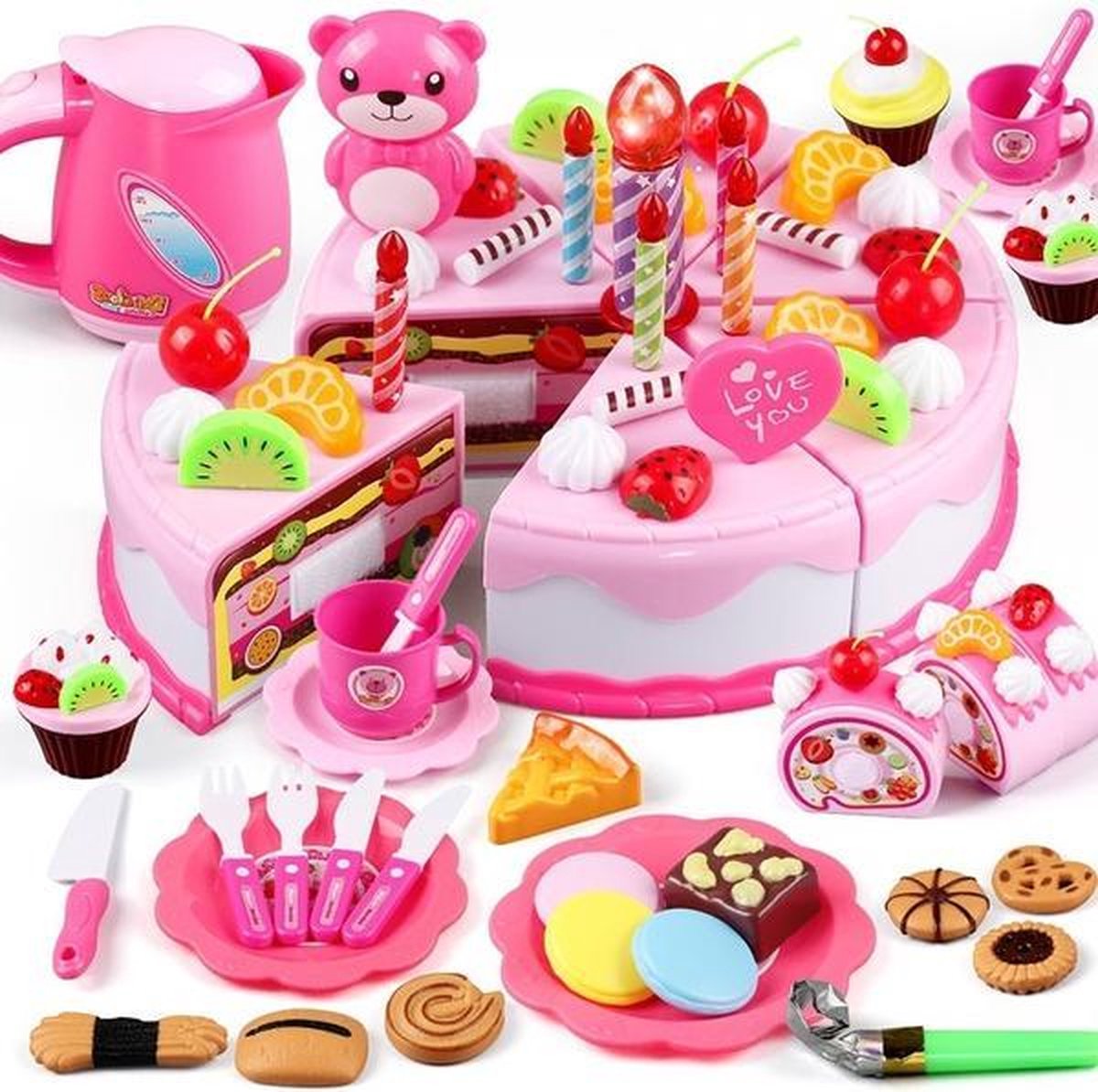 80 Meisjes roze speelgoed taart - keuken attributen inclusief batterijen | bol.com
