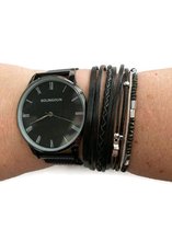 UITVERKOOP !!! Petra's Sieradenwereld - Horloge zwart RVS met 2 bijpassende leren armbanden (31)