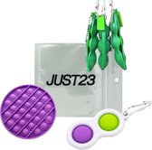 JUST23 Fidget toys pakket - Fidget toys pakket onder de 15 euro - 1x Pop it paars - 3x Pea popper - 1x Simple dimple paars / groen