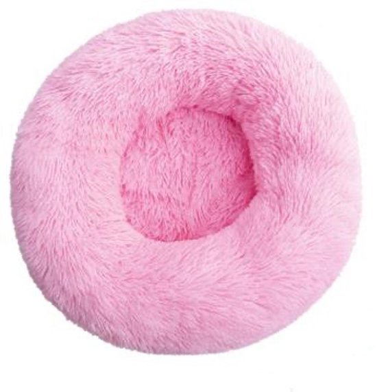 KUSSIES® Kussen 50 Cm Met Wasbare Hoes - Roze - Hondenkussen Kattenkussen - Donut Ronde Kattenmand Kat Kleine Hond Dierenkussen Zacht Fluffy Mandje