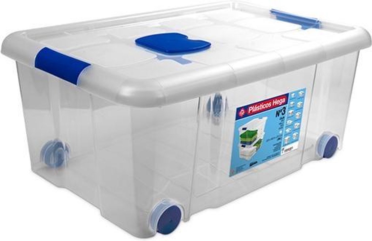 Opbergbox Op Wielen 36l Transparant Nr3met Sluitingen 59x40.5x25.7cm