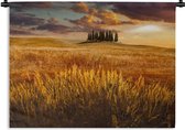 Wandkleed Toscaanse landschappen - Zonsondergang over het Italiaanse landschap in Toscane Wandkleed katoen 120x90 cm - Wandtapijt met foto