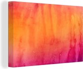 Canvas Schilderij Waterverf - Roze - Oranje - 30x20 cm - Wanddecoratie
