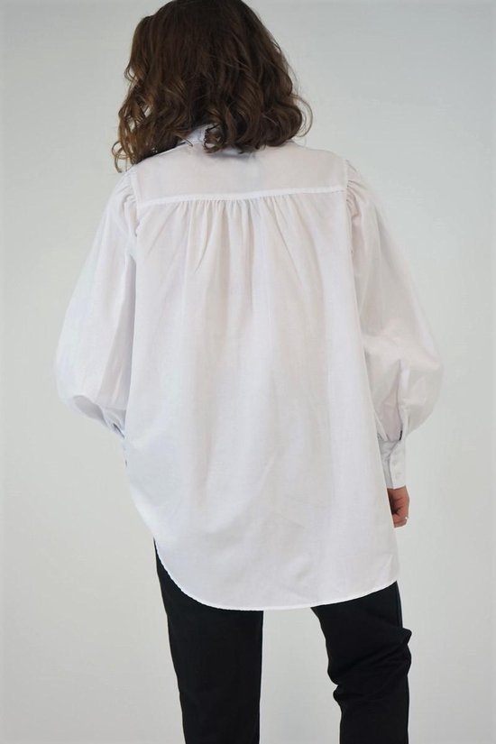 La Pèra Witte blouse met lichte pofmouw Dames - Maat L | bol