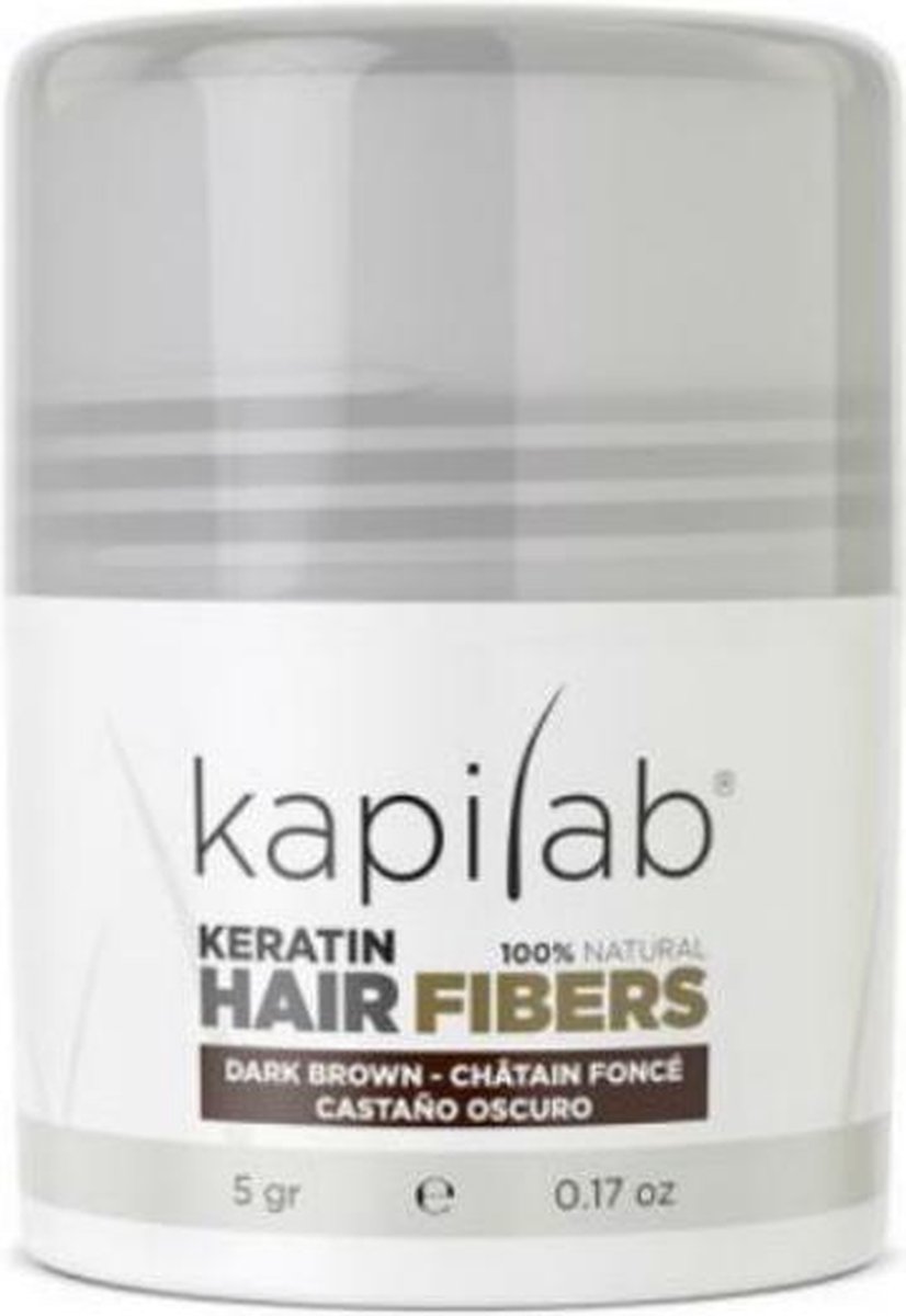 Kapilab Keratine Volumepoeder Donkerbruin - Geeft volume aan het haar - Verbergt haaruitval - 100% natuurlijk - 5 gram