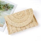 Handgeweven Stro Clutch Handtas voor Dames – Naturel | Rieten - Rattan - Riet Tas –Clutch– Handtas – Portemonnee Tasje – Envelop Tasje | Afmeting: 16 x 27 cm