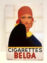 Retroreclame plaat - Belga meisje - witte achtergrond