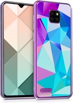 kwmobile hoesje voor Ulefone Note 7 (2019) - Smartphonehoesje in lichtblauw / poederroze / blauw - Asymmetrische Driehoeken design