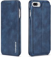 GSMNed – Leren telefoonhoesje blauw – hoogwaardig leren bookcase blauw - Luxe iPhone 7/8/SE hoesje blauw – Magneetsluiting voor iPhone 7/8/SE