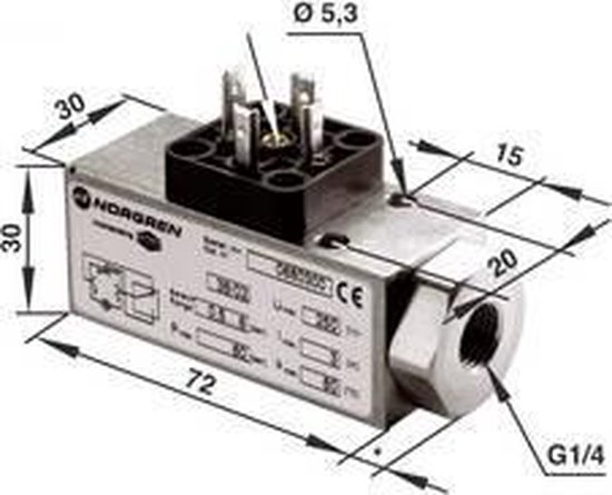 IMI NORGREN Drukschakelaar 0880300 G1/4 0.5 tot 8 bar 1 wisselcontact 1 ...