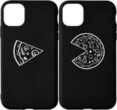 Siliconen backcase - Apple iPhone 12 Pro Max - Siliconen hoesje - 2 Stuks Pizza Hoesjes Zwart