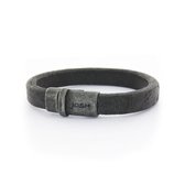 Josh Vintage Heren Armband Leer;Metaal - Zwart