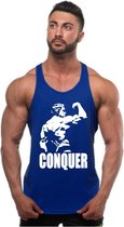 Tank top - fitness - bodybuilding - stringer - conquer - arnold - large - men