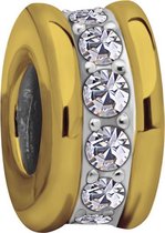 Quiges - 925 - Zilveren - Bedels -Sterling zilver - Beads - 14 Karaat Verguld Zirkonia Kraal Charm - Geschikt – voor - alle bekende merken - Armband Z399