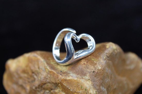 Wellness-House | Zilveren (925st) Ring Heart |925st Zilveren Ring | In Maat Verstelbaar | Hart | Liefde | Unisex