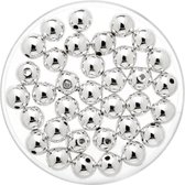 70x morceaux de perles de fabrication de bijoux métalliques en argent de 6 mm - Perles de cire en plastique pour bracelet/colliers