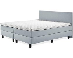 Boxspring Praag 2.0 - 140x210 cm - Compleet met matrassen en topmatras - Kleur: lichtblauw
