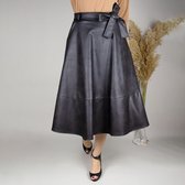 Leerlook midi rok - Zwart