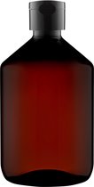 Lege Plastic Fles 500 ml PET Amber bruin - met zwarte klepdop - set van 10 stuks - Navulbaar - leeg